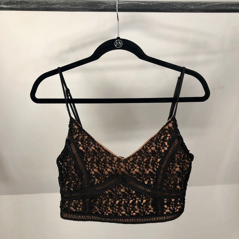 Black lace crop top